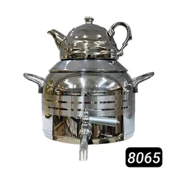 کتری قوری استیل ورق یک میل ضخیم کف چدن 5لیتری برند (اس لوکس)کد 8060