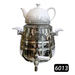کتری قوری استیل ورق یک میل ضخیم کف چدن 6لیتری برند (اس لوکس) کد 6013