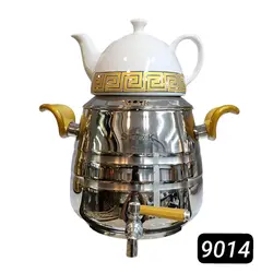 کتری قوری استیل ورق یک میل ضخیم کف چدن 6 لیتری برند (اس لوکس )کد 9014