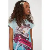 تی شرت دخترانه اچ اند ام طرح سگ و گربه(کات لیبل)