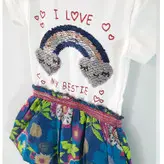 پیراهن دخترانه بوبولی مدل رنگین کمان پولک برگردان