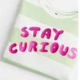 تی شرت آستین کوتاه دخترانه اچ اند ام مدل راه راه Stay Curious