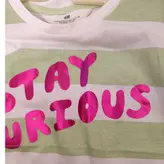 تی شرت آستین کوتاه دخترانه اچ اند ام مدل راه راه Stay Curious