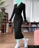 پیراهن ماکسی جلو یقه زیپدار فانریپ‌ پنبه کبریتی قد ۱۳۰ فری ۳۶ تا ۴۴ تن شیک