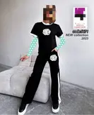 ست تیشرت و‌ شلوار بگ‌ ویسکوز فول کشی عالی چاپ کاتر کره ای فری ۳۶ تا ۴۲ به ۴۴ جذب تن شیک