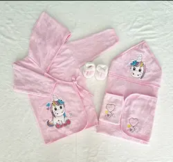 حوله نوزادی ۵ تکه طرح یونیکورن صورتی