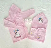 حوله نوزادی ۵ تکه طرح یونیکورن صورتی