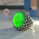 انگشتر نقره مردانه سنگ زمرد سبز اصل و معدنی شیک و خاص