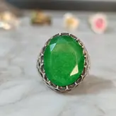 انگشتر نقره مردانه سنگ زمرد سبز اصل و معدنی شیک و خاص