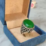 انگشتر نقره مردانه سنگ زمرد سبز اصل و معدنی شیک و خاص