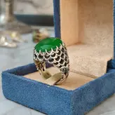 انگشتر نقره مردانه سنگ زمرد سبز اصل و معدنی شیک و خاص