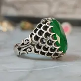 انگشتر نقره مردانه سنگ زمرد سبز اصل و معدنی شیک و خاص