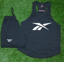 ست رکابی و شلوارک ورزشی مدل ریبوک مشکی