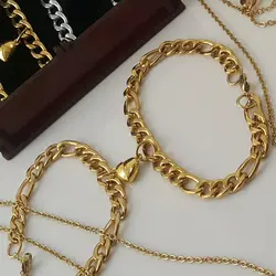 ست دستبند دوستی دوتایی کارتیر فیگارو عاشقانه با قفل آهنربایی قلبی کد ۹۰۰۴