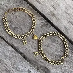 بدلیجات زیورالات ست دستبند دوستی استیل طلایی کد ۹۰۰۳