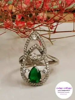 انگشتر نقره زنانه وزن ۵.۷ گرم نگین مخراج ایتالیایی💎