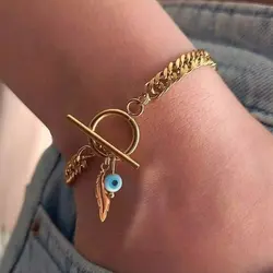 بدلیجات زیورالات دستبند دوبل طلایی استیل کد ۱۳۰۹