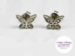 گوشواره میخی نقره مدل پروانه دخترانه نگین دار وزن ۲.۲ گرم کد ۰۲۱