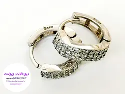 گوشواره نقره طرح حلقه ای نگین دار وزن ۳.۵ گرم قطر سانتی کد ۰۳۶