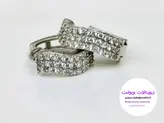 گوشواره نقره طرح حلقه ای نگین دار وزن ۳.۵ گرم قطر سانتی کد ۰۳۶