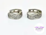 گوشواره نقره طرح حلقه ای نگین دار وزن ۳.۵ گرم قطر سانتی کد ۰۳۶