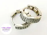 گوشواره نقره طرح حلقه ای نگین دار وزن ۳.۵ گرم قطر سانتی کد ۰۳۶