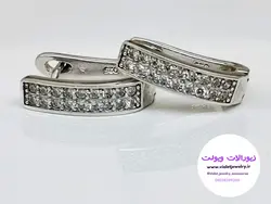 گوشواره حلقه ای نقره نگین دار وزن ۳.۸ گرم قطر ۱ سانت کد ۰۳۸