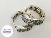 گوشواره حلقه ای نگین دار جنس نقره وزن ۵ گرم قطر ۱ سانت کد ۰۳۹