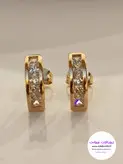 گوشواره میخی طرح حلقه ای نگین دار برند ژوپینگ طلایی کد ۱۱۵۶