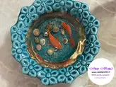 ماهی قرمز سه بعدی عید رزینی ظرف سفالی