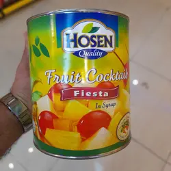 کمپوت مخلوط میوه های استوایی برند Hosenسه کیلو،ترکیب شگفت میوه های آناناس،پاپایا و گیلاس در ژل نارگیل با شربت سبک