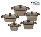 سرویس قابلمه 10 پارچه مربعی مارک زیو (ZiO) مدل Z_7170 - کرم ا Pot service 10 square cloth Zio brand (ZiO) model Z_7170