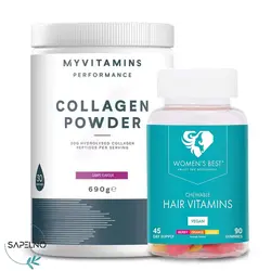 بسته ویژه پاستیل تقویت مو ویمنزبست و پودر کلاژن مای ویتامینز | ساپلنو اصل