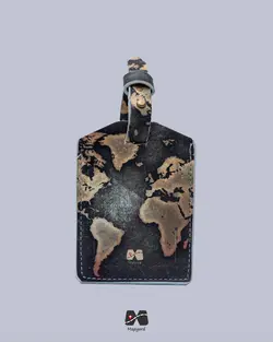 خرید و قیمت تگ چمدان طرح نقشه جهان قهوه ای