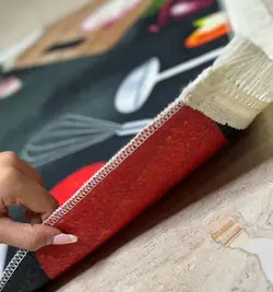 قالیچه درجه1 ماشینی، در ابعاد مختلف، باترمزفرش، طرح آشپزی، کد 025