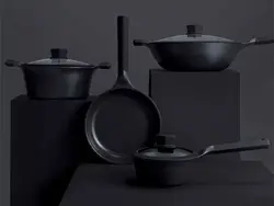 ست 4 تیکه ماهیتابه و قابلمه شیائومی Xiaomi Youpin Huohou Non-stick Super Platinum Frying Pan