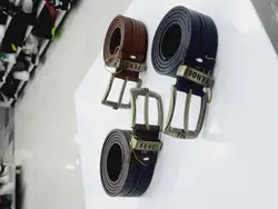 کمربند مردانه تمام چرم زبانه دار برند فندی