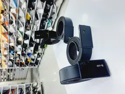 کمربند مردانه سگگ پلاکی رنگ مشکی و عسلی حراج