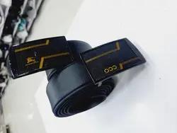 کمربند مردانه سگگ پلاکی رنگ مشکی و عسلی حراج