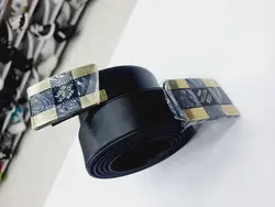 کمربند مردانه پلاکی سگگ مستطیلی برند رنگ مشکی