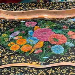 سینی چای خوری گل و مرغ آقاجانی - وریا گالری