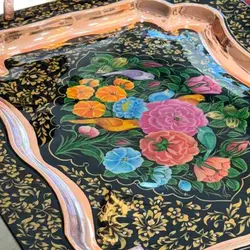 سینی چای خوری گل و مرغ آقاجانی - وریا گالری