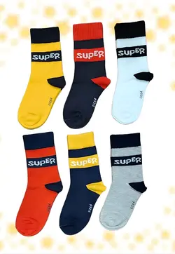 پک 12 جفتی جوراب بچگانه ساقدار(100% نخ پنبه سوپر شانه شده)