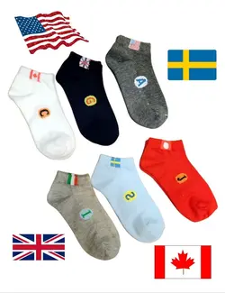 پک 12 جفتی جوراب بچگانه مچی(100% نخ پنبه سوپر شانه شده) طرح پرچم