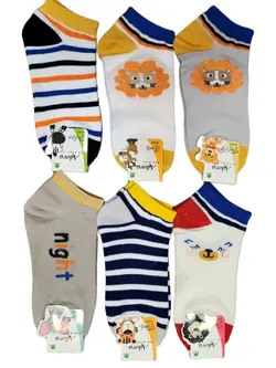 جوراب آدورا Adora بچگانه پنبه مچی سایزبندی 2 تا 7 (پک 12  جفتی) طرح شیر بوکله 2
