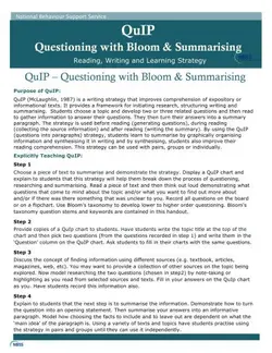 دانلود کتاب QuIP. Questioning with Bloom & Summarising. Reading, Writing and Learning Strategy