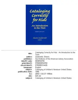 دانلود کتاب Cataloging Correctly for Kids: An Introduction to the Tools 3rd edition 3rd