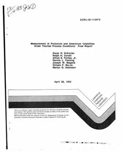 دانلود کتاب et. al. Measurement of Plutonium and Americium Volatilities Under Thermal Process Conditions: Final Report April 28, 1993