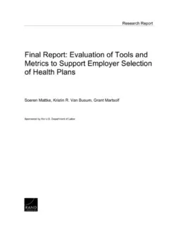 دانلود کتاب Final report : evaluation of tools and metrics to support employer selection of health plans 2014