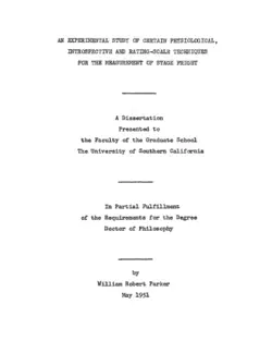 دانلود کتاب An experimental study of certain physiological, introspective and rating-scale techniques for the measurement of stage fright